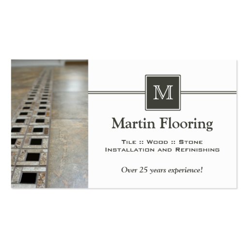 Tile flooring custom monogram business card (front side)