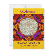Tile Flower Photo Baby Announcement Cards Tile Flower Baby Announcement Cards