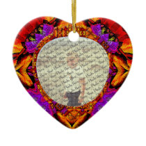 Tile Flower Customizable Photo Heart Ornament