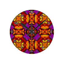 Tile Flower Round Wall Clock
