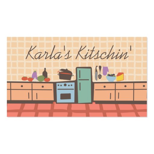 Tile kitchen cooking tomato sauce chef biz card business card templates (front side)