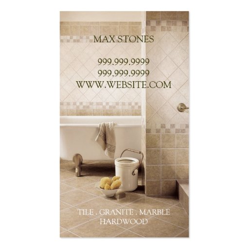 Tile Stone Granite Marble Construction Flooring Business Card Templates (back side)