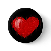 Tiled Mosaic Hearts Pinback Button