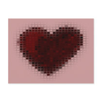 Tiled Mosaic Hearts (Deep Red) Postcard