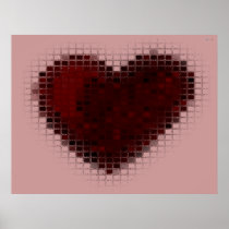 Tiled Mosaic Hearts (Deep Red) Posters