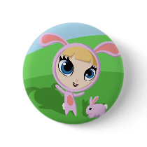 Tilly and Creampuff the Rabbit buttons by ButtermilkBiscuits Tilly and Creampuff the Rabbit buttons