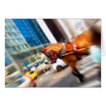 Tilted Central Park Horse Abstract Greeting Cards