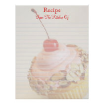 Tilted Cherry Cupcake Lined Recipe Letterhead