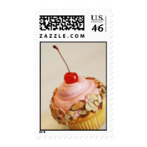 Tilted Cherry Cupcake Postage Stamp
