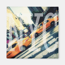 Tilted Taxis NYC Logo Square Magnet