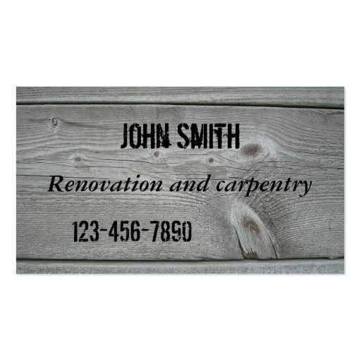 Timber Renovation or Carpentry Business Card (front side)
