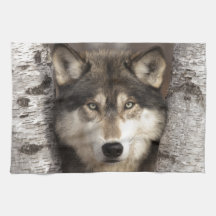 Timber wolf by Jim Zuckerman Hand Towels