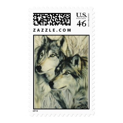 "Timber Wolves" Postage Stamp by paintonmypaws