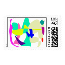 Time Blue Bird Falling World Happiness Stamps