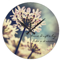 Time drifts by Queen Annes Lace flowers wall clock wall clocks