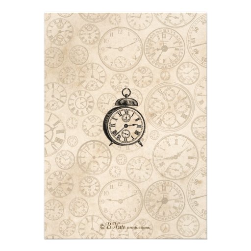 Time Flies Clock Invitation - Vintage