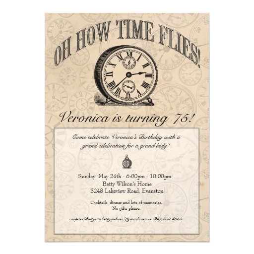 Time Flies Clock Invitation - Vintage