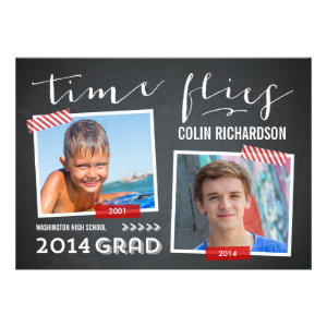 Time Flies Graduation Invitation - Red