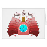 Time For Love With Perfume Bottle, Clock & Hearts Greeting Card