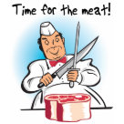 ladies_casual_tshirt - The butcher is ready to cut up the juicy steak because its Time For The Meat!  A wonderful moment in the life of a meatatarian captured in this timeless design.: Sizes  Available colors: black