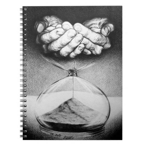 "Time" hourglass pencil drawing Notebook Zazzle
