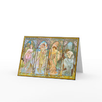 Time of the Day, Alphonse Mucha Greeting Card