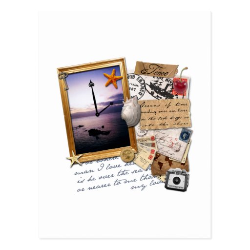 "Time" Scrapbook/Collage Postcard Zazzle