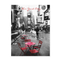 Time Square Black White Red Postcard