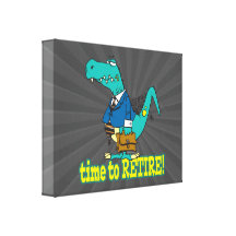 time to retire old working dinosaur stretched canvas print