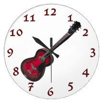 Time To Rock Vintage Red Guitar Wallclock