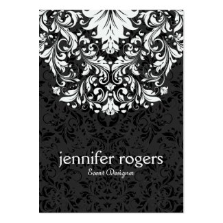 Timeless Black And White Lace & Damask Large Business Cards (Pack Of 100)