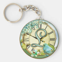 timeless bluebird whimsy initial letter L Keychains