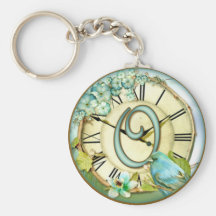 timeless bluebird whimsy initial letter O Keychain