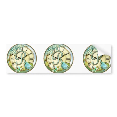 timeless bluebird whimsy initial letter R s Zazzle_bumpersticker