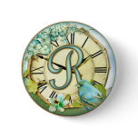 timeless bluebird whimsy initial letter R Button