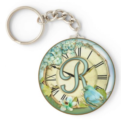 timeless bluebird whimsy initial letter R Keychains Zazzle_keychain