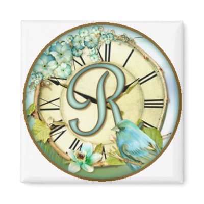 timeless bluebird whimsy initial letter R Refrigerator Magnet Zazzle_magnet