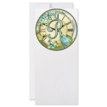 timeless bluebird whimsy initial letter R Personalized Rack Card