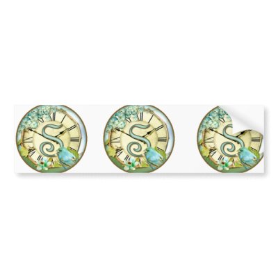 timeless bluebird whimsy initial letter S s Zazzle_bumpersticker timeless bluebird whimsy initial letter S s Zazzle_bumpersticker