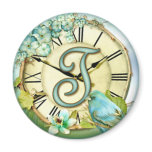 timeless bluebird whimsy initial letter T Magnet