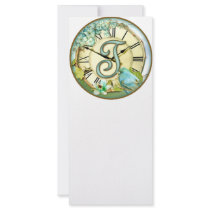 timeless bluebird whimsy initial letter T Rack Cards
