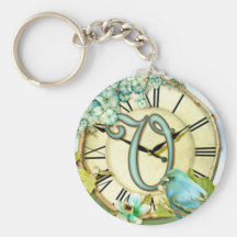 timeless bluebird whimsy initial letter V Key Chains
