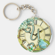 timeless bluebird whimsy initial letter Y Key Chains