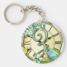 timeless bluebird whimsy initial letter Z Keychain