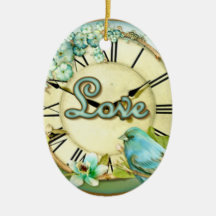 timeless bluebird whimsy LOVE Christmas Ornaments
