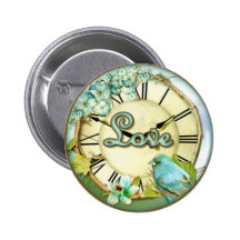 timeless bluebird whimsy LOVE Pinback Buttons