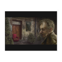 man, people, portrait, doors, home, house, dirt, houk, art, artwork, illustration, digital art, digital realism, surreal, surreal art, fantasy, fairytales, gifts, gift, eerie, gothic, adorable, mystic, mood, mysterious, excellent, fabulous, cool, unique, awesome, amazing, wonderful, inspiring, atmospheric, landscape, postcard, postcards, cool postcards, bestseller, best selling, Postcard with custom graphic design