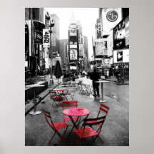 Times Square Black White & Red Poster