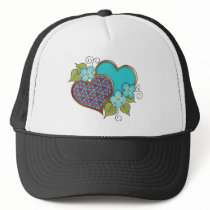 Tiny-010 Turquoise and maroon pattern Mesh Hats