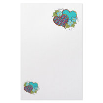 Tiny-010 Turquoise and maroon pattern Stationery Paper